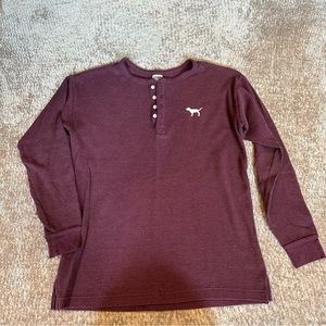 PINK Victoria's Secret Purple Thermal Henley Top